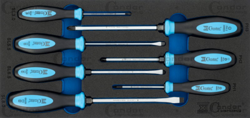 Condor Schaumeinlage Schraubendreher Schlitz + Kreuz 7-tlg.